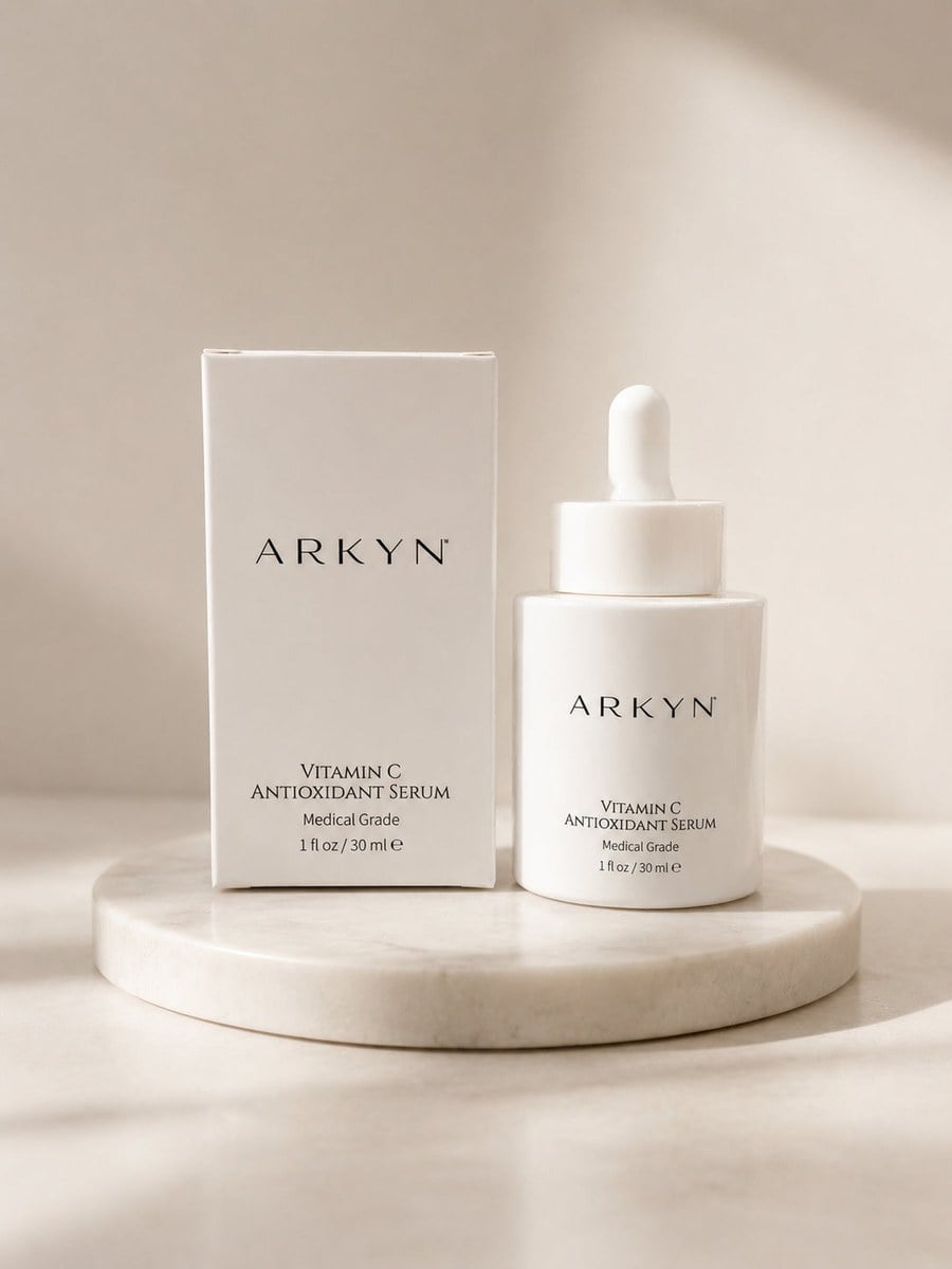 The Arkyn Vitamin C Antioxidant Serum bottle beside its box