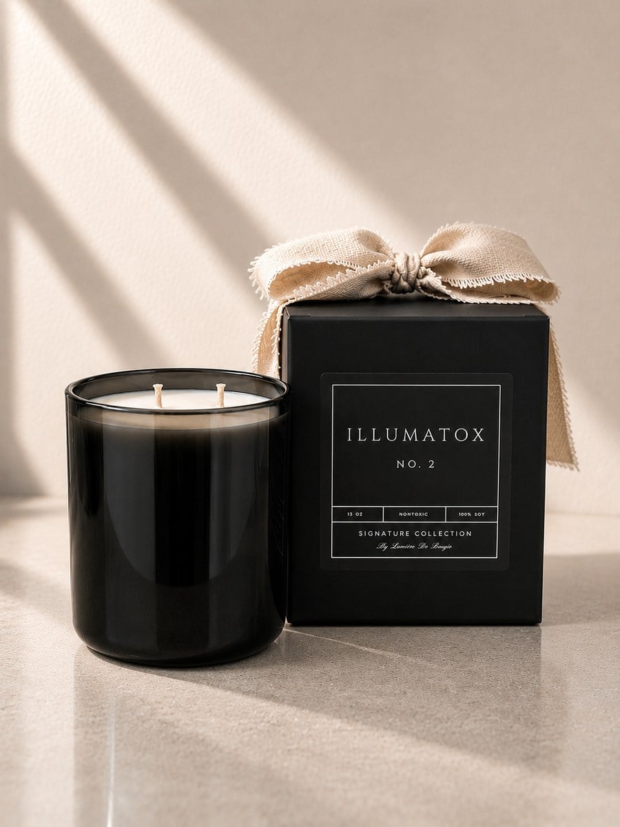 The Illumatox No. 2 The Garden candle in a black vessel