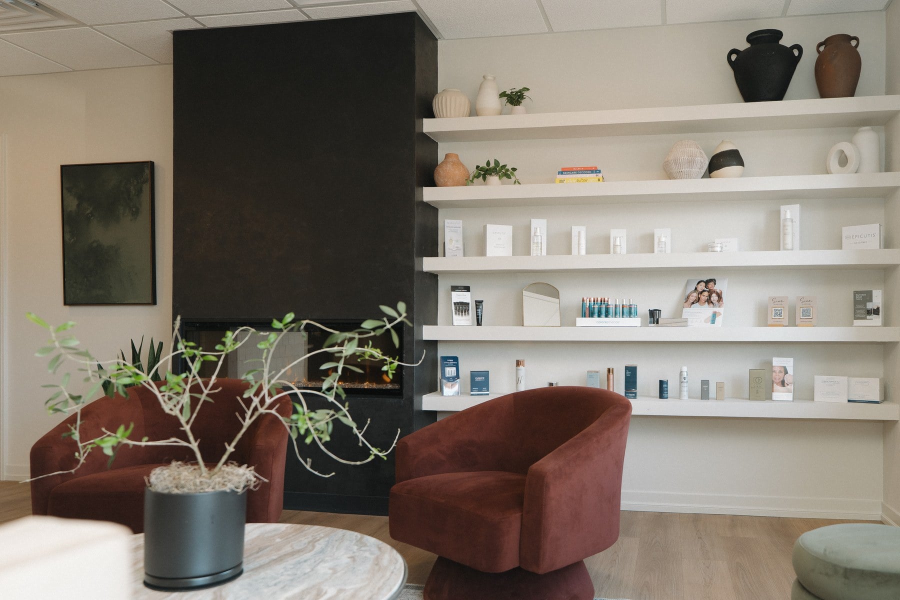 Skincare on display in the retail area at Illumatox Aesthetic Studio in Neenah